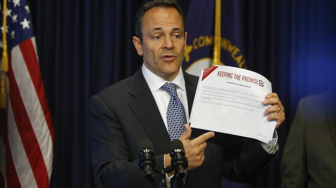 bevin, holding keeping the promise plan at press conference