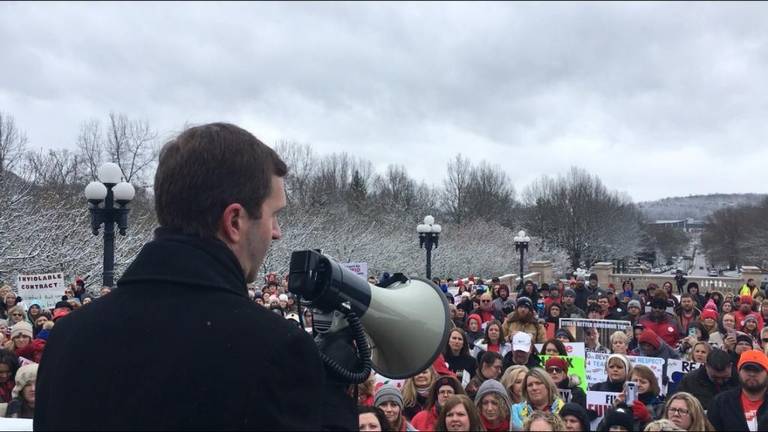 Attorney General Andy Beshear at Teachers Protest in Frankfort, KY